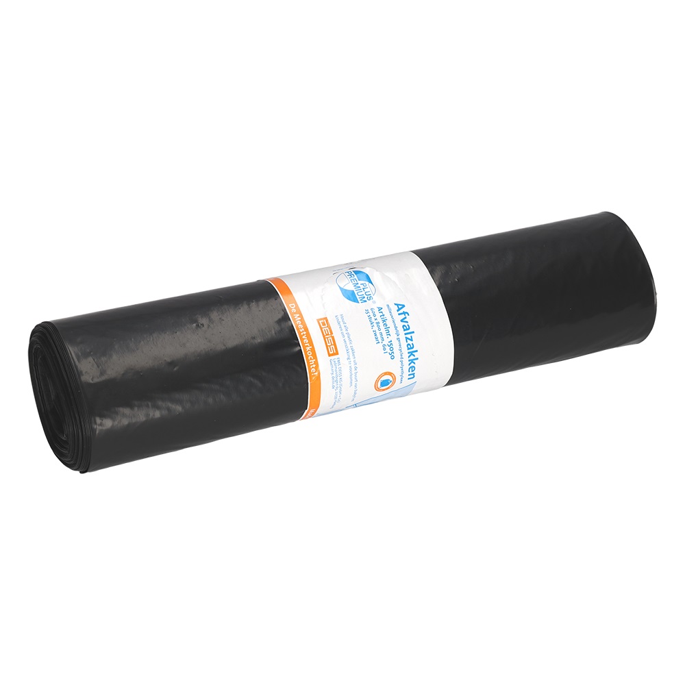 Afvalzak LDPE 60x80cm 34my Zwart